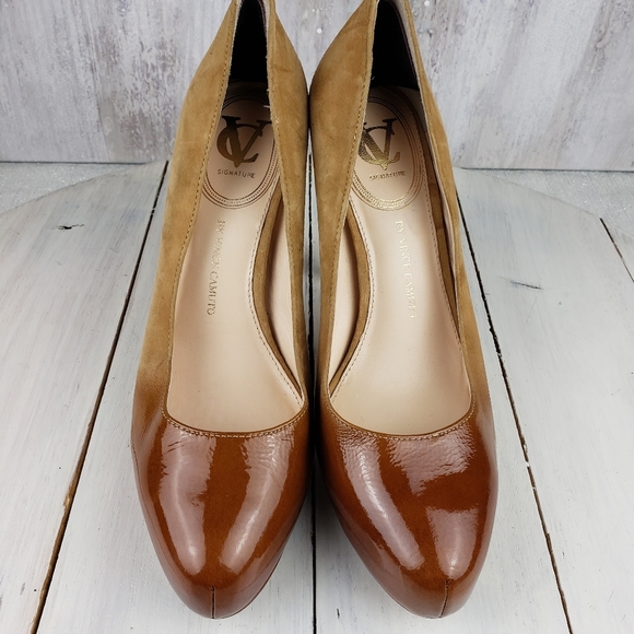 512GIT Vince Camuto BROWYNN ombre patent and suede leather heel pumps wo… - Picture 4 of 15